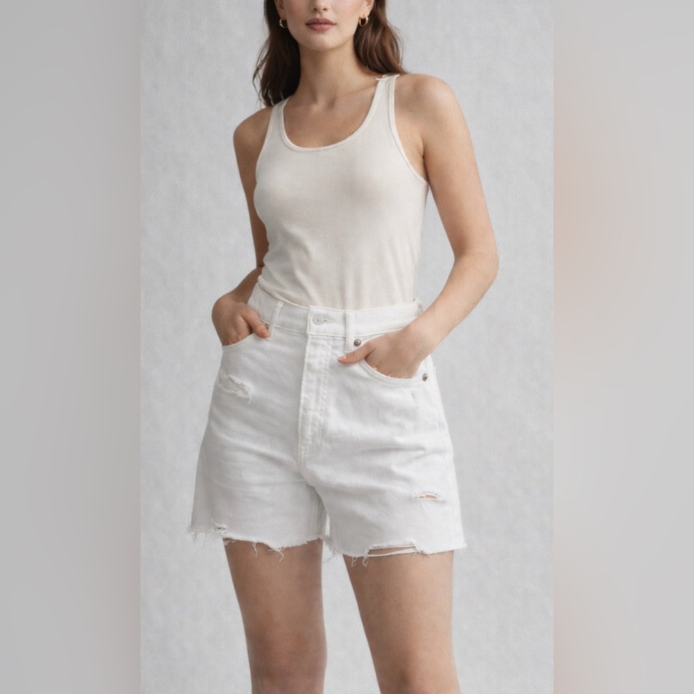 🌸 Express White Mom Shorts Size 6 Super High Rise NWT Spring‎ Casual Style